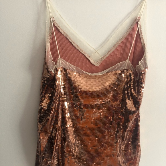FREE PEOPLE intimately rose gold sequin top - Picture 3 of 4